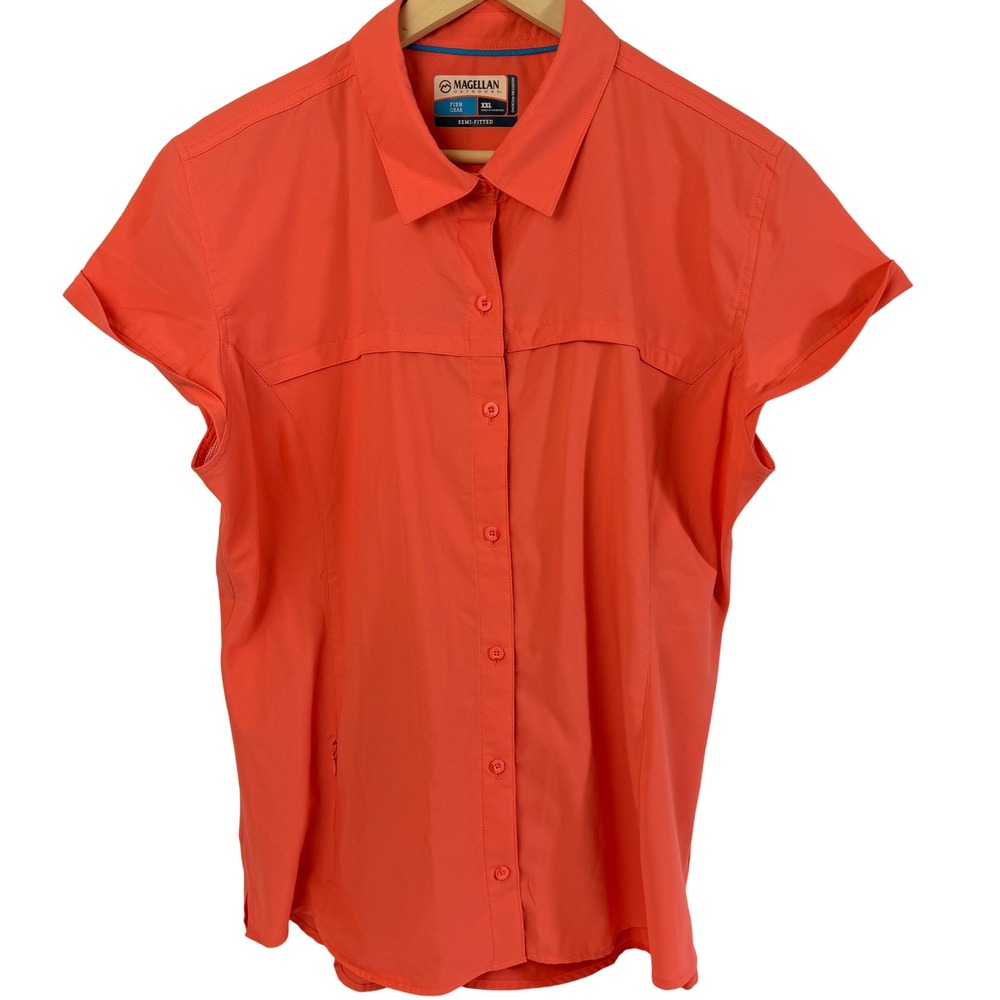 Magellan Outdoors Women's XXL Coral Fish Gear Moisture Wicking Fishing Shirt